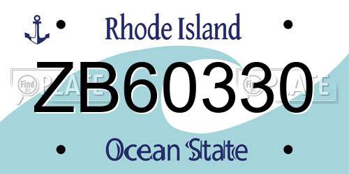ZB60330 Rhode Island License Plate