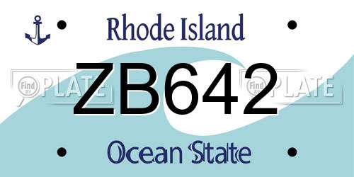 ZB642 Rhode Island License Plate