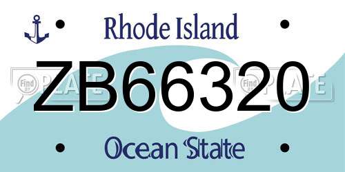 ZB66320 Rhode Island License Plate