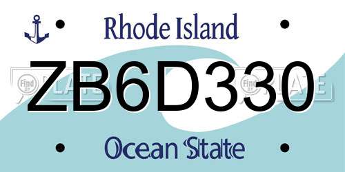 ZB6D330 Rhode Island License Plate