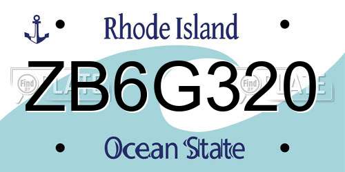 ZB6G320 Rhode Island License Plate