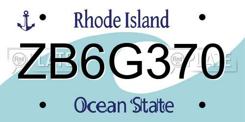 ZB6G370 Rhode Island License Plate