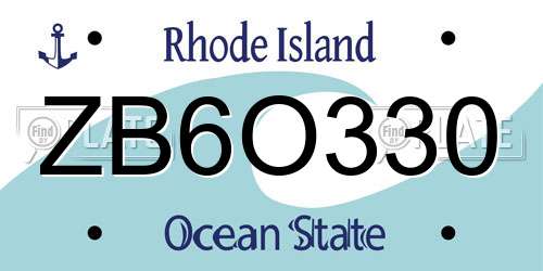 ZB6O330 Rhode Island License Plate