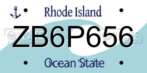 ZB6P656 Rhode Island License Plate