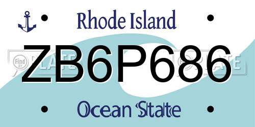 ZB6P686 Rhode Island License Plate