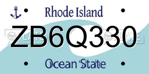 ZB6Q330 Rhode Island License Plate