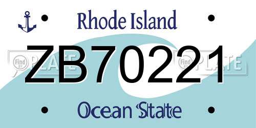 ZB70221 Rhode Island License Plate