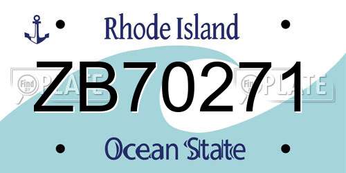 ZB70271 Rhode Island License Plate