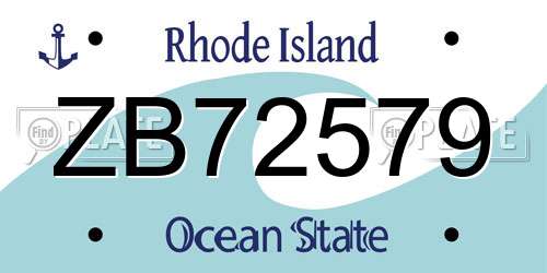 ZB72579 Rhode Island License Plate