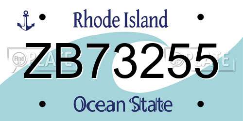 ZB73255 Rhode Island License Plate