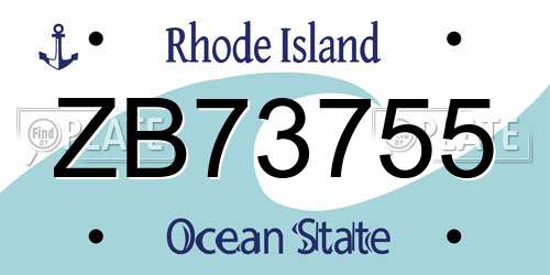 ZB73755 Rhode Island License Plate