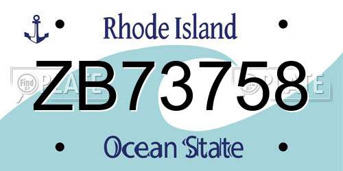 ZB73758 Rhode Island License Plate