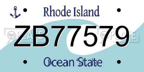 ZB77579 Rhode Island License Plate