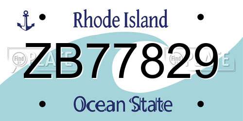 ZB77829 Rhode Island License Plate
