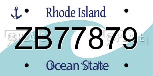 ZB77879 Rhode Island License Plate