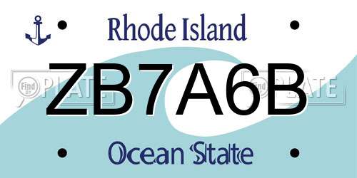 ZB7A6B Rhode Island License Plate
