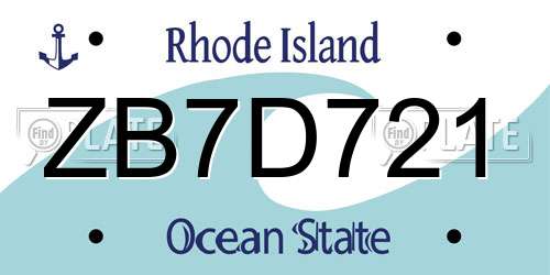 ZB7D721 Rhode Island License Plate