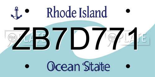 ZB7D771 Rhode Island License Plate