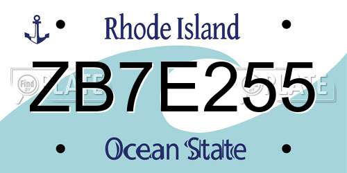 ZB7E255 Rhode Island License Plate