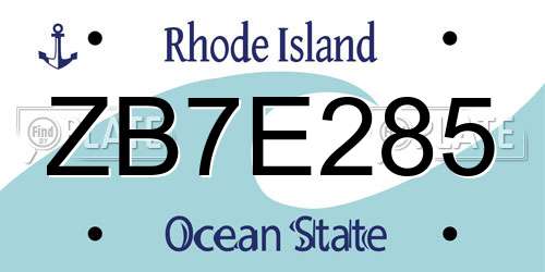 ZB7E285 Rhode Island License Plate