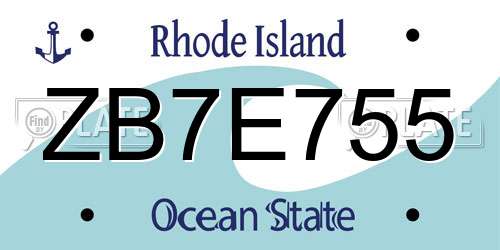 ZB7E755 Rhode Island License Plate