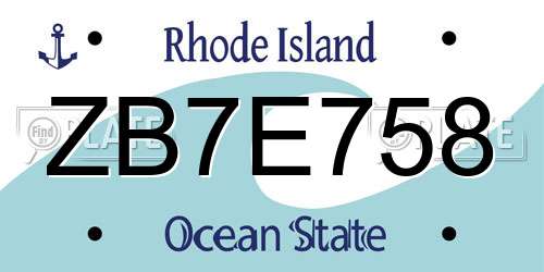 ZB7E758 Rhode Island License Plate