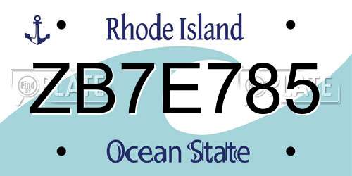 ZB7E785 Rhode Island License Plate