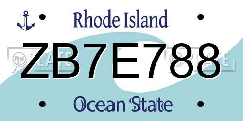 ZB7E788 Rhode Island License Plate