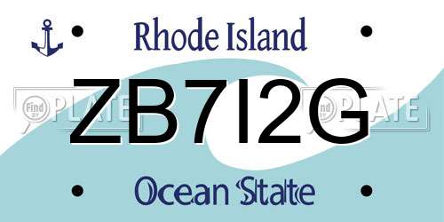 ZB7I2G Rhode Island License Plate