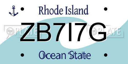 ZB7I7G Rhode Island License Plate