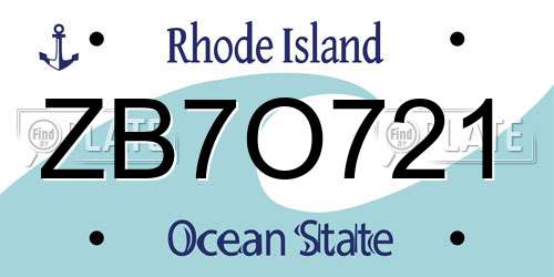 ZB7O721 Rhode Island License Plate