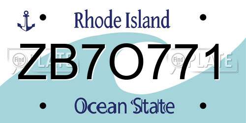 ZB7O771 Rhode Island License Plate