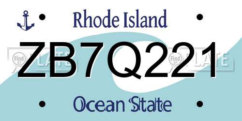 ZB7Q221 Rhode Island License Plate