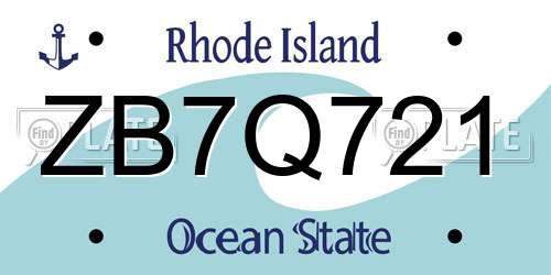 ZB7Q721 Rhode Island License Plate