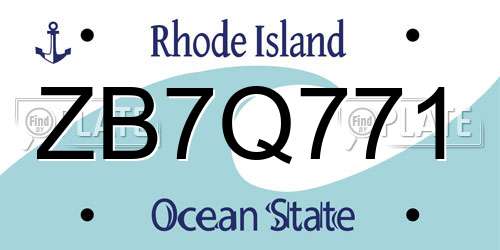 ZB7Q771 Rhode Island License Plate