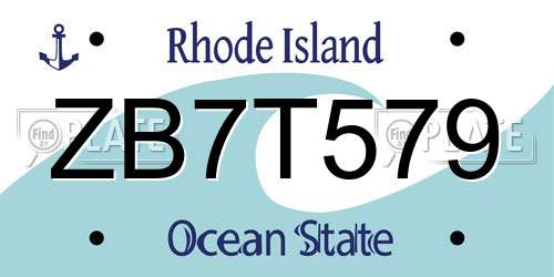 ZB7T579 Rhode Island License Plate