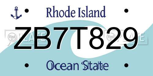 ZB7T829 Rhode Island License Plate