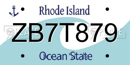 ZB7T879 Rhode Island License Plate