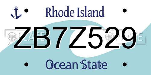 ZB7Z529 Rhode Island License Plate
