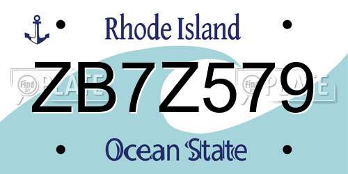 ZB7Z579 Rhode Island License Plate