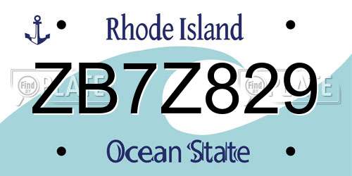 ZB7Z829 Rhode Island License Plate