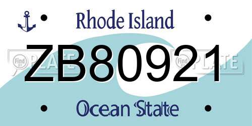 ZB80921 Rhode Island License Plate