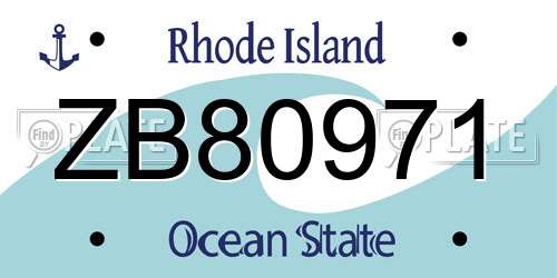 ZB80971 Rhode Island License Plate