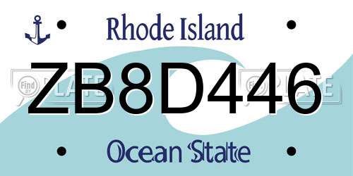 ZB8D446 Rhode Island License Plate