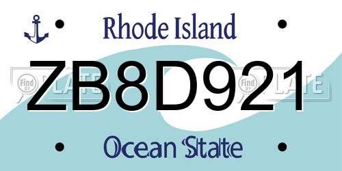 ZB8D921 Rhode Island License Plate