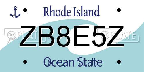ZB8E5Z Rhode Island License Plate