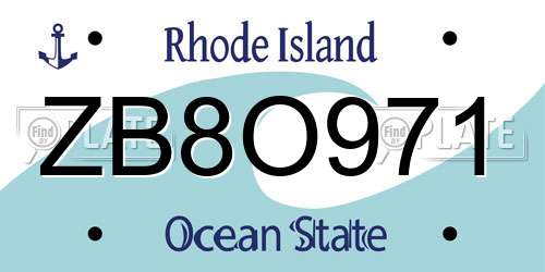 ZB8O971 Rhode Island License Plate
