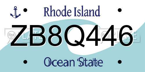 ZB8Q446 Rhode Island License Plate