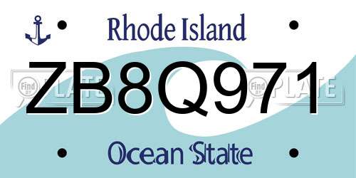 ZB8Q971 Rhode Island License Plate