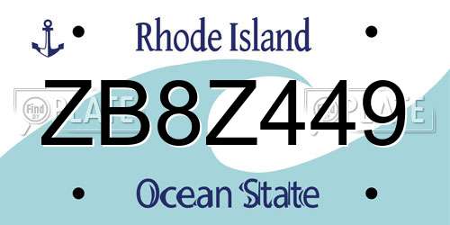 ZB8Z449 Rhode Island License Plate